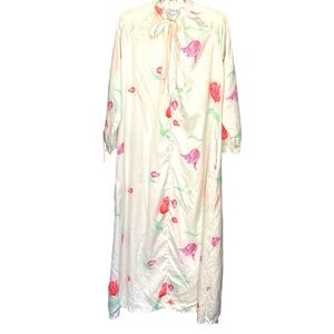 Vintage 1960 Elizabeth Arden The Salon Travel Light Robe Zip Bow Tie Floral Sz S